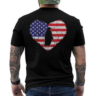 Penguin Vintage American Flag Heart 4Th Of July Animal Lover Classic Men's Back Print T-shirt | Mazezy UK