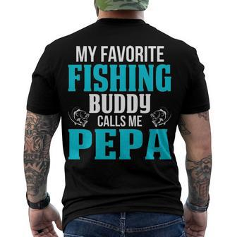 Pepa Grandpa Fishing My Favorite Fishing Buddy Calls Me Pepa Men's T-Shirt Back Print - Seseable