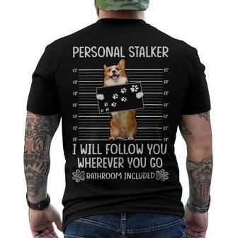 Personal Stalker Corgi Men's Crewneck Short Sleeve Back Print T-shirt - Monsterry DE