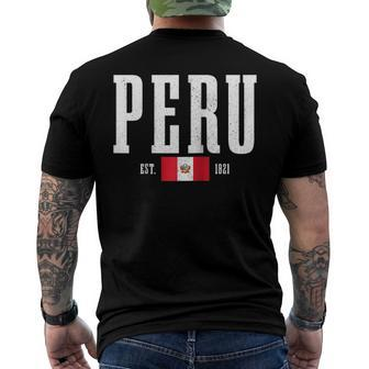Peru Est 1821 Peruvian Flag Roots Pride Vintage Peru Raglan Baseball Tee Men's Back Print T-shirt | Mazezy