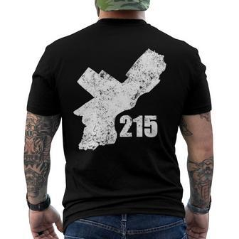 Philadelphia Philly Map 215 Distressed Gritty Urban Men's Back Print T-shirt | Mazezy