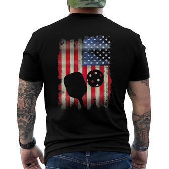 Pickleball Patriotic Usa American Flag 4Th Of July Sports Men's Back Print T-shirt | Mazezy