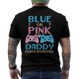Pink Or Blue Gender Reveal Video Game Dad Gamer Daddy Father Men's Back Print T-shirt | Mazezy