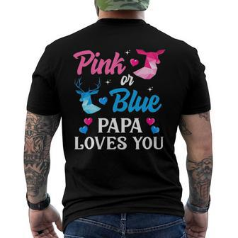 Pink Or Blue Papa Loves You Gender Reveal Family Men's Back Print T-shirt | Mazezy