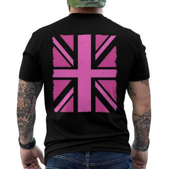 Pink Union Jack Queens Platinum Jubilee Uk British Flag Men's Back Print T-shirt | Mazezy