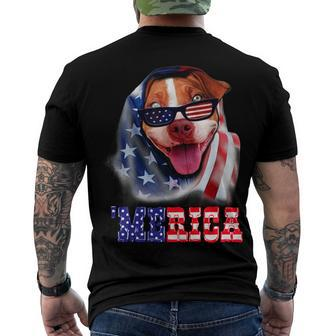 Pitbull American Flag 4Th Of July Pitbull Dad Dog Lover Fun Men's T-shirt Back Print - Seseable