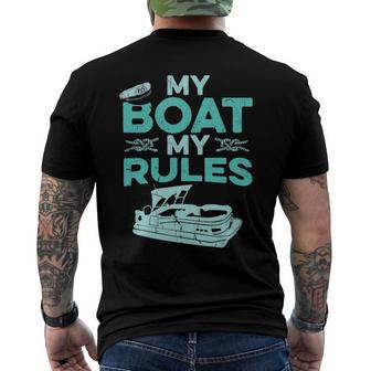 Pontoon Boat Captain My Boat My Rules Fathers Day Men's Back Print T-shirt | Mazezy