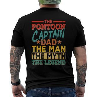 The Pontoon Captain Dad The Man Myth Happy Fathers Day Men's Back Print T-shirt | Mazezy