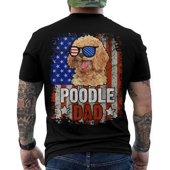 Poodle Dad 4Th Of July American Flag Glasses Dog Men Boy Men's T-shirt Back Print - Seseable