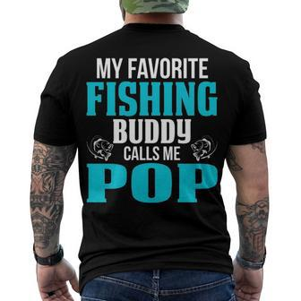 Pop Grandpa Fishing My Favorite Fishing Buddy Calls Me Pop V2 Men's T-Shirt Back Print - Seseable