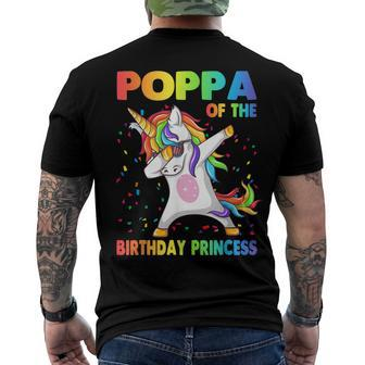 Poppa Of The Birthday Princess Dabbing Unicorn Girl Men's T-shirt Back Print - Seseable