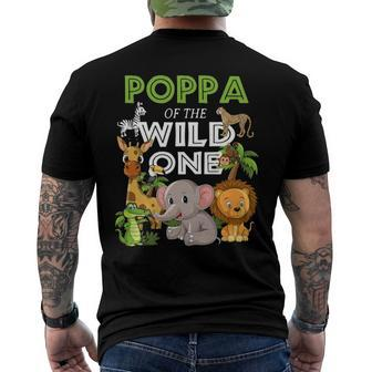 Poppa Of The Wild One Zoo Birthday Safari Jungle Animal Men's Back Print T-shirt | Mazezy