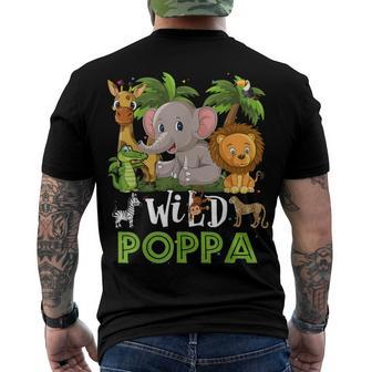Poppa Of The Wild Zoo Birthday Safari Jungle Animal Men's T-shirt Back Print - Seseable
