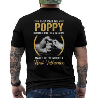 Poppy For Men Fathers Day They Call Me Poppy Men's Back Print T-shirt | Mazezy
