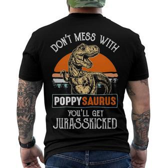 Poppy Grandpa Dont Mess With Poppysaurus Men's T-Shirt Back Print - Seseable