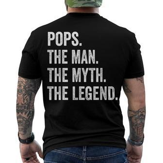 Mens Pops The Man The Myth The Legend Fathers Day Men's T-shirt Back Print - Seseable