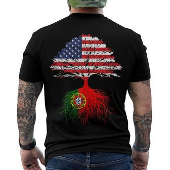 Portuguese Roots American Grown Portugal Usa Flag Men's T-shirt Back Print