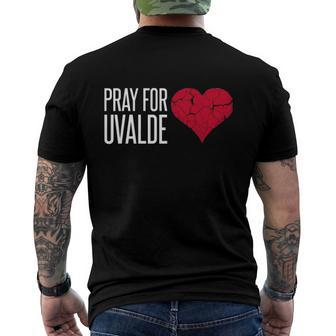 Pray For Uvalde Texas Broken Red Heart Men's Back Print T-shirt | Mazezy