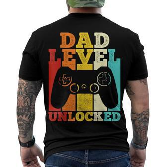 Mens Pregnancy Announcement Dad Level Unlocked Soon To Be Father V2 Men's Back Print T-shirt | Mazezy