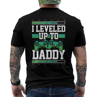 Pregnancy Announcement Leveled Up To Daddy Gamer Dad Men's Back Print T-shirt | Mazezy