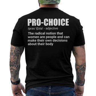 Pro Choice Definition Feminist Womens Rights My Choice Men's Crewneck Short Sleeve Back Print T-shirt - Monsterry CA