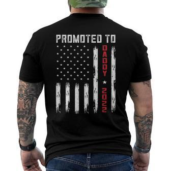Mens Promoted To Daddy American Flag Pregnancy Announcement Men's Back Print T-shirt | Mazezy