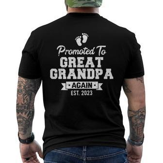 Mens Promoted To Great Grandpa Again 2023 Great Grandfather To Be Men's Back Print T-shirt | Mazezy AU