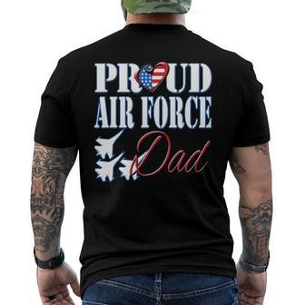 Proud Air Force Dad Us Heart Military Fathers Day Men Men's Back Print T-shirt | Mazezy