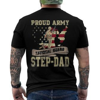 Proud Army National Guard Step-Dad Veterans Day Men's Back Print T-shirt | Mazezy