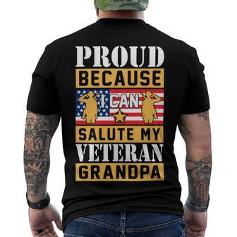 Proud Because I Can Salute My Veteran Grandpa Men's Crewneck Short Sleeve Back Print T-shirt - Monsterry UK