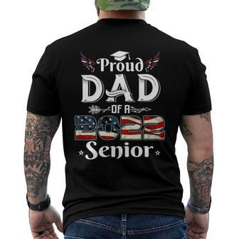 Mens Proud Dad Of A 2022 Senior School Graduation American Flag Men's Back Print T-shirt | Mazezy