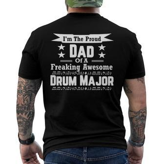 Proud Dad Drum Major Marching Band Men's Back Print T-shirt | Mazezy