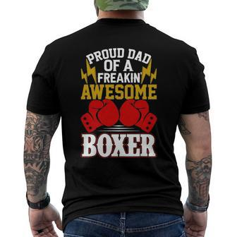 Proud Dad Of A Freakin Awesome Boxer For Boxing Dads Men's Back Print T-shirt | Mazezy