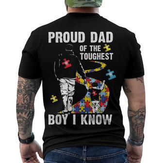 Proud Dad Of The Toughest Boy I Know Autism Men's Crewneck Short Sleeve Back Print T-shirt - Monsterry