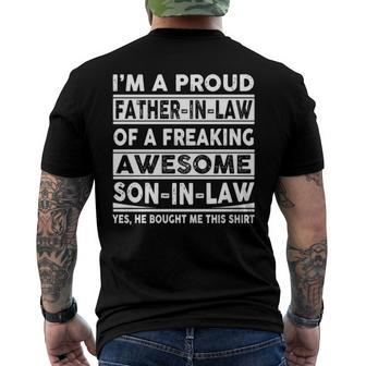 Im A Proud Father In Law Of A Freaking Awesome Son In Law Essential Men's Back Print T-shirt | Mazezy