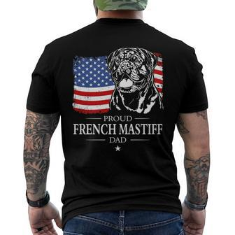 Proud French Mastiff American Flag Patriotic Dog Men's Back Print T-shirt | Mazezy