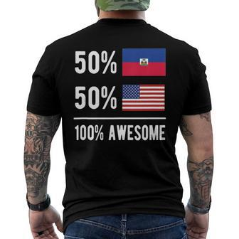 Proud Haitian American Flag Haiti Usa Men's Back Print T-shirt | Mazezy