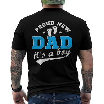 Mens Proud New Dad Its A Boy First Time Dad Blue Men's Back Print T-shirt | Mazezy