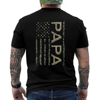 Proud Papa Fathers Day Camouflage American Flag 4Th Of July Men's Back Print T-shirt | Mazezy