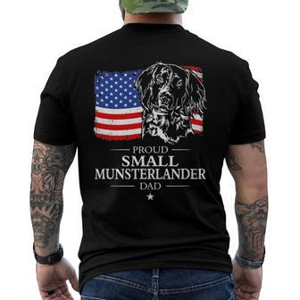 Mens Proud Small Munsterlander Dad American Flag Patriotic Dog Men's Back Print T-shirt | Mazezy