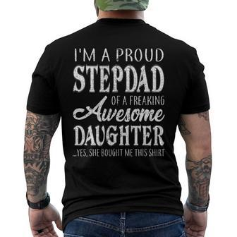 Proud Stepdad Of Freaking Awesome Daughter Fathers Day Dad Men's Back Print T-shirt | Mazezy