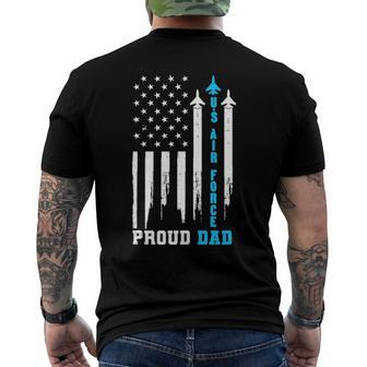 Proud Us Air Force Dad Rocket America Flag Fathers Day Men's Back Print T-shirt | Mazezy