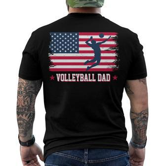 Mens Proud Volleyball Dad American Flag 4Th Of July Freedom Men's T-shirt Back Print - Seseable