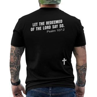 Psalm 1072 Let The Redeemed Of The Lord Say So Bible Kjv Men's Back Print T-shirt | Mazezy