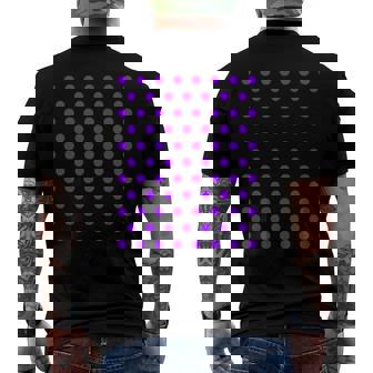 Purple And White Polka Dots Men's Crewneck Short Sleeve Back Print T-shirt