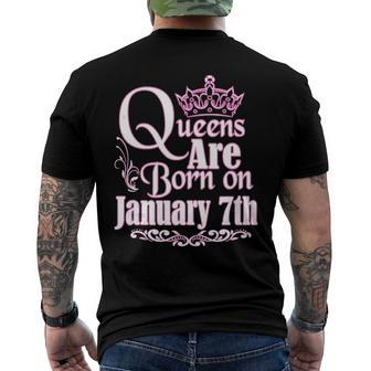 Queens Are Born On January 7Th Capricorn Aquarius Birthday Men's Back Print T-shirt | Mazezy
