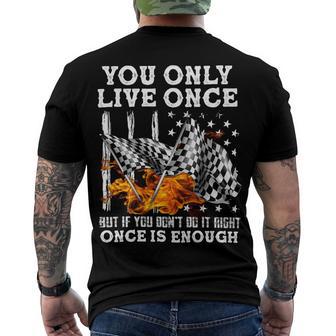 Racing You Only Live Once Men's Crewneck Short Sleeve Back Print T-shirt | Favorety CA