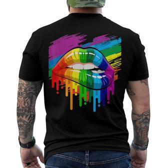 Rainbow Lips Lgbt Pride Month Rainbow Flag  Men's Crewneck Short Sleeve Back Print T-shirt