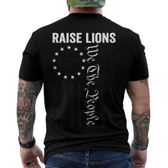 Raise Lions - Usa Patriotic Parenting Pro Guns Ar15 Gun Flag Men's T-shirt Back Print - Seseable