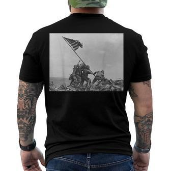 Raising The Flag On Iwo Jima Ww2 World War Ii Patriotic Men's T-shirt Back Print - Seseable